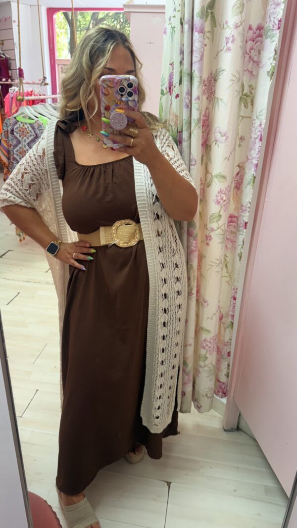 Vestido lazos marron - Imagen 2