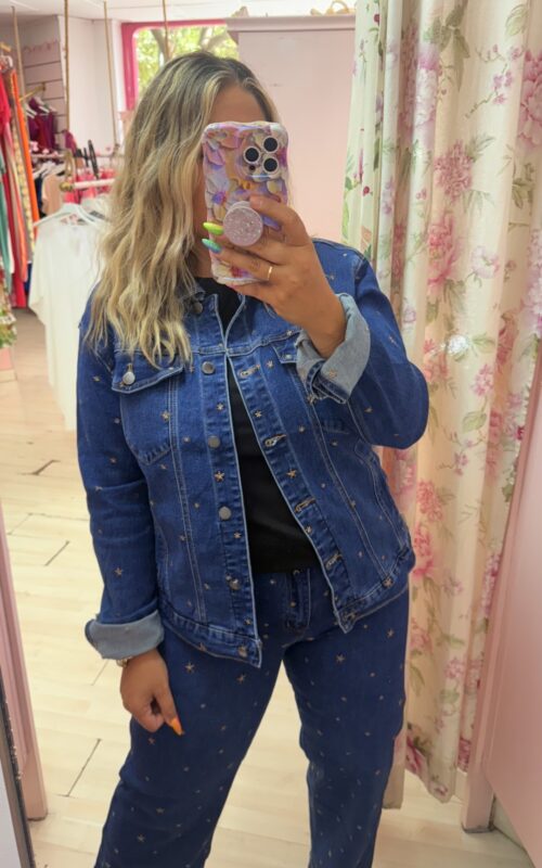 Chaqueta bordada vaquera elastica