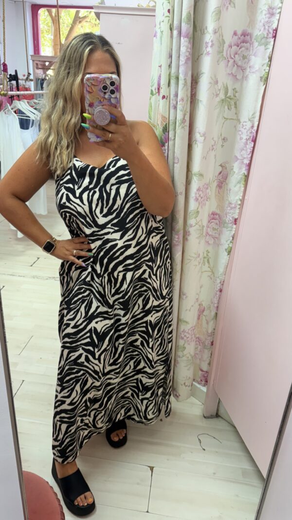 Vestido cebra espalda cruzada