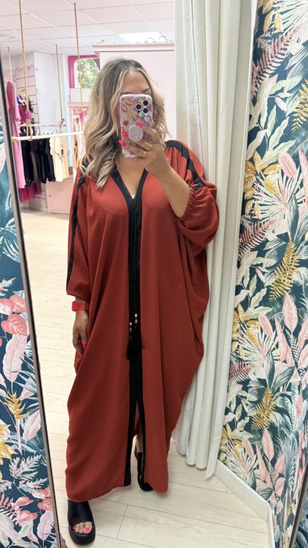 Vestido capa teja