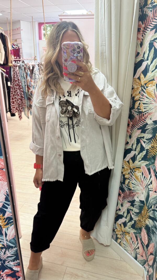 Chaqueta fina botones beige