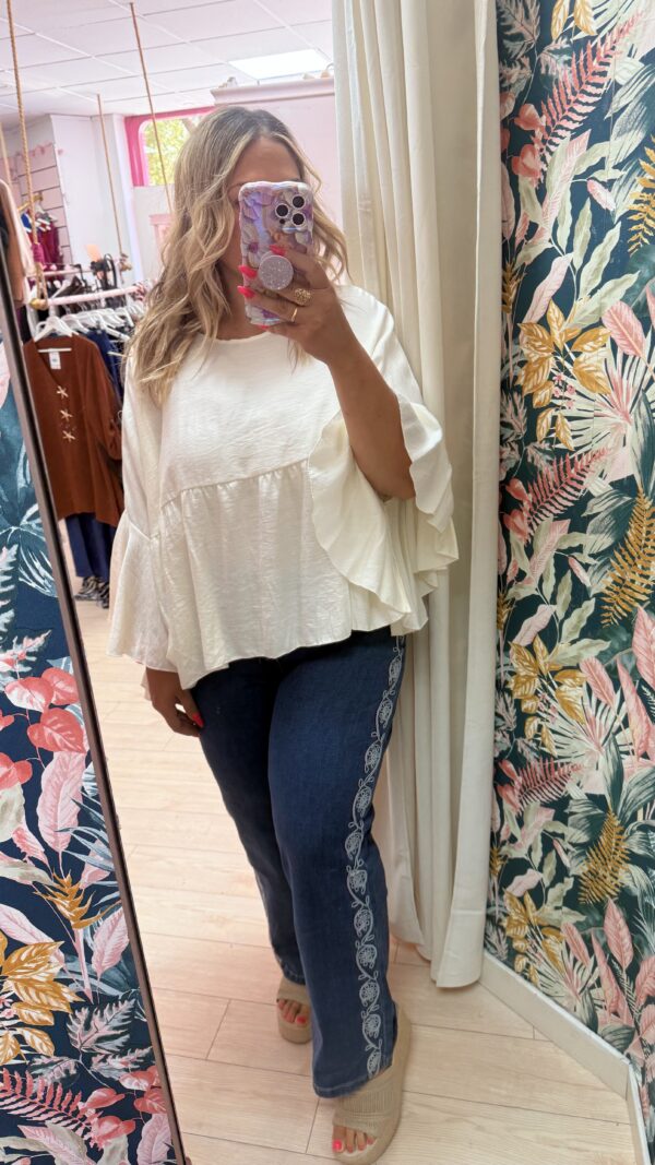 Pantalon vaquero cenefa grande