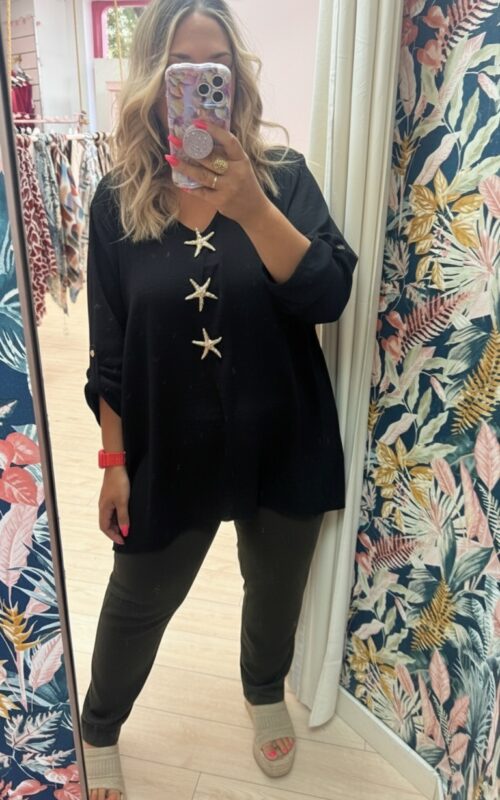 Blusa botones estrella negro