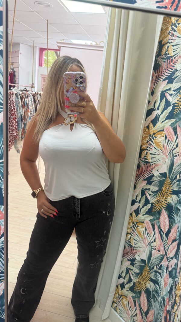 Camiseta atada cuello brillo - Imagen 2