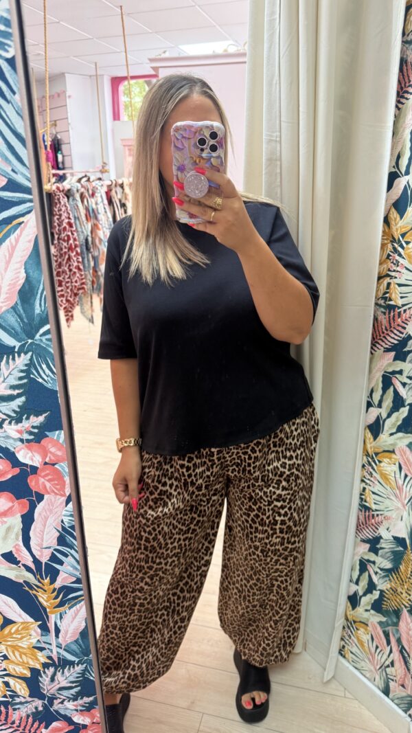 Pantalon bombacho seda leopardo