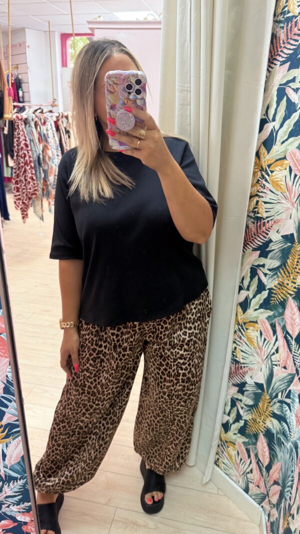 Pantalon bombacho seda leopardo - Imagen 3