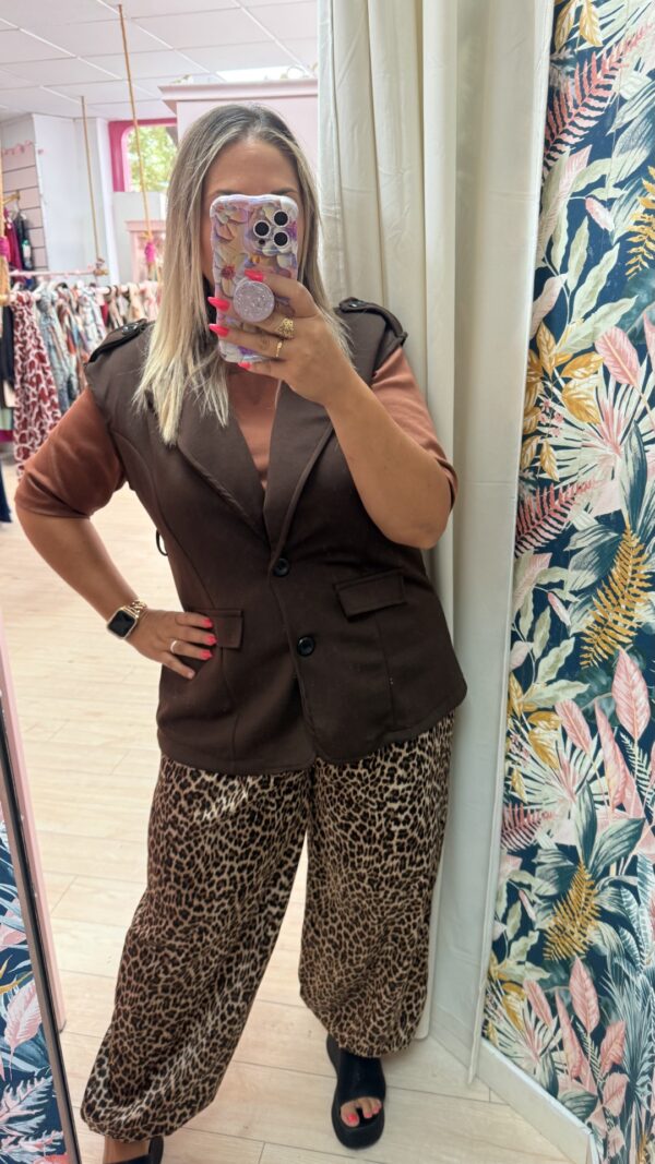 Pantalon bombacho seda leopardo - Imagen 4