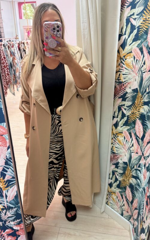 Gabardina botones camel