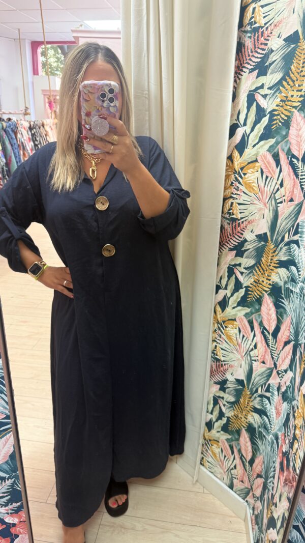 Vestido camisero botones dorados - Imagen 3