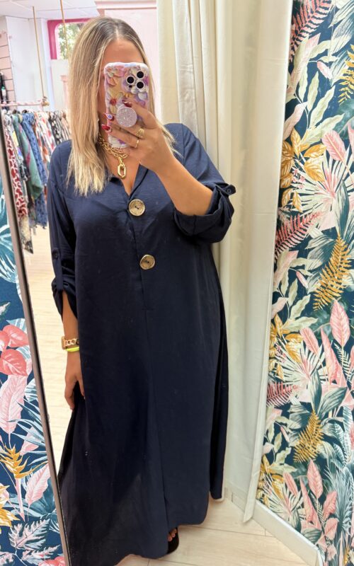 Vestido camisero botones dorados