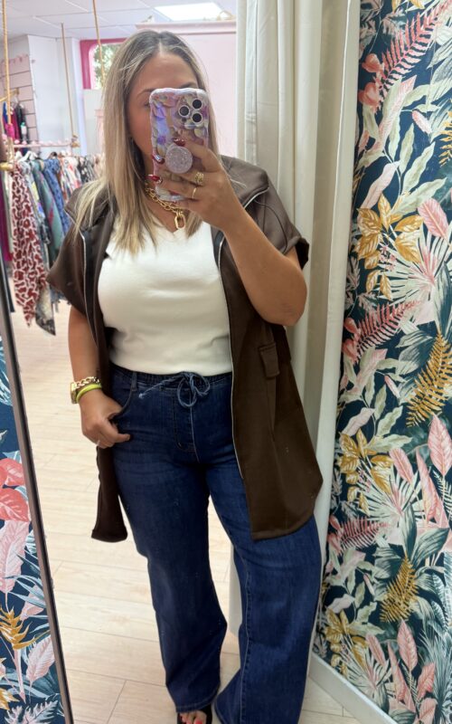 Pantalon ancho goma vaquero