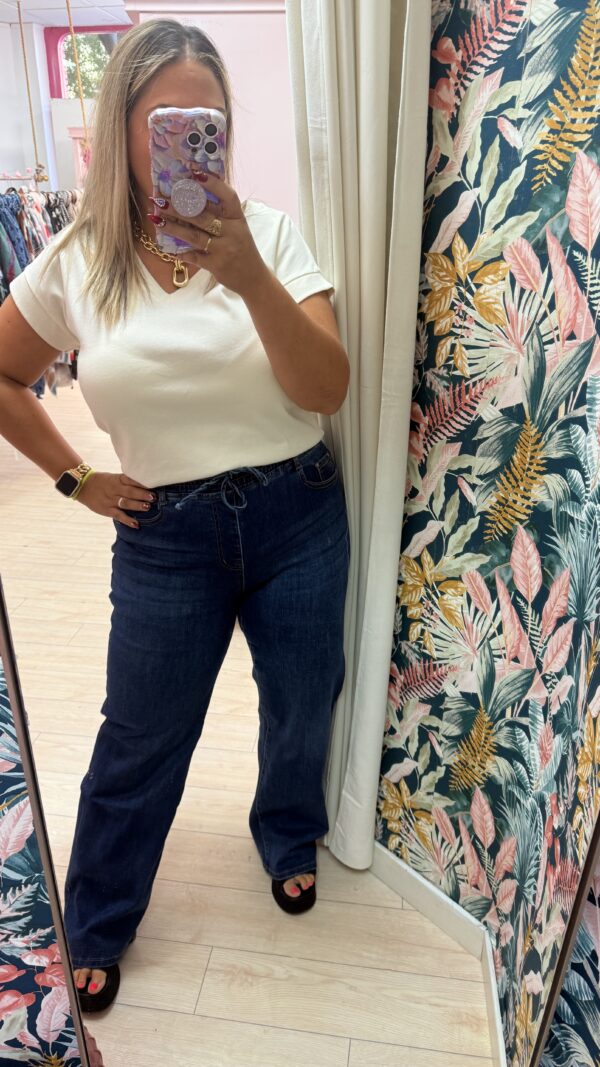Pantalon ancho goma vaquero - Imagen 3