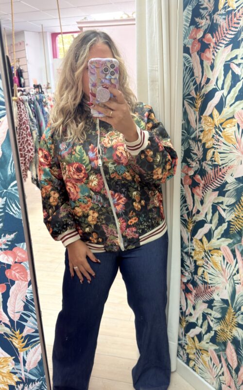 Bomber flores acolchada