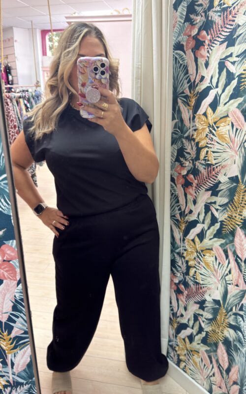 Pantalon bombacho recto negro