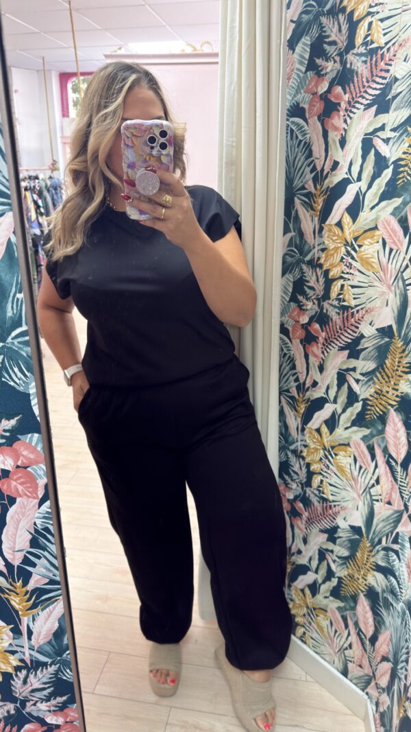 Pantalon bombacho recto negro - Imagen 2