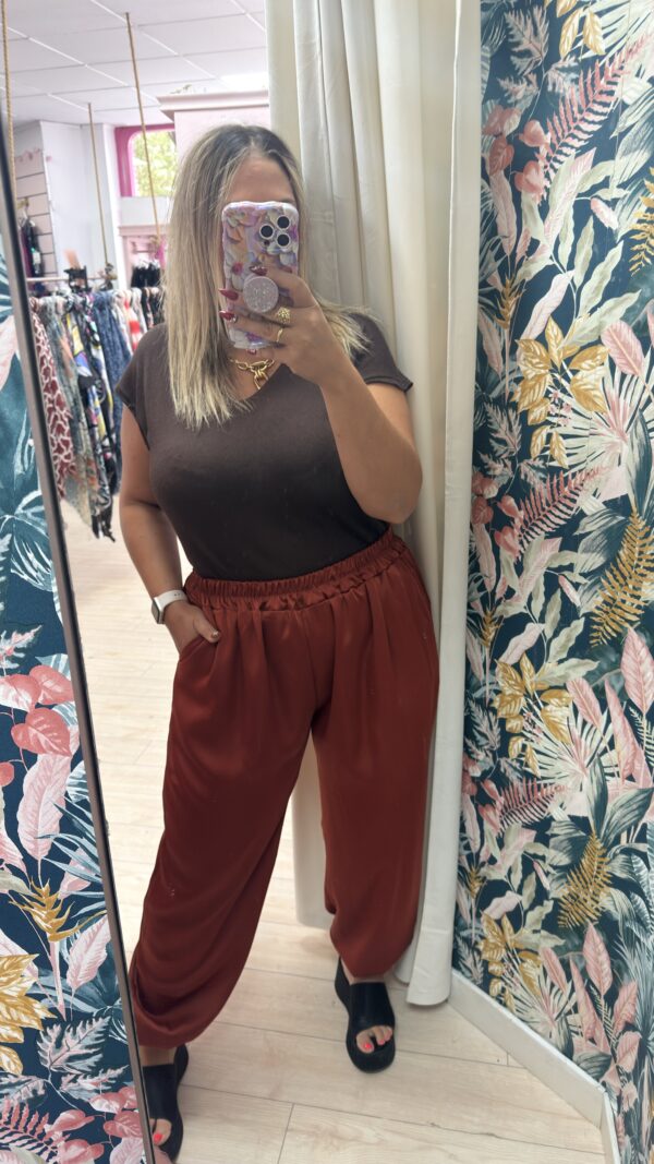 Pantalon raso teja rizo