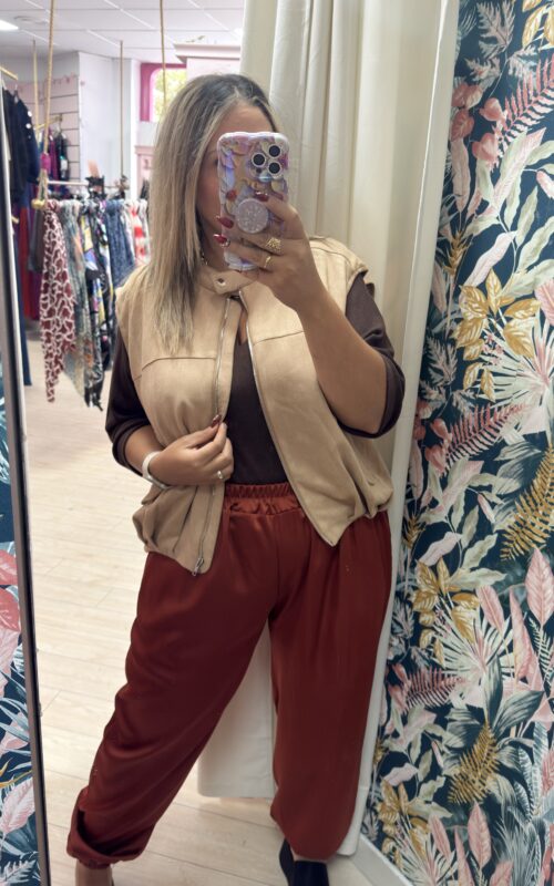 Chaleco ante beige