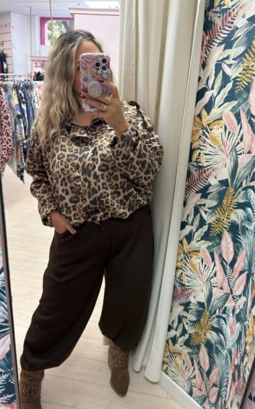 Chaqueta abullonada leopardo