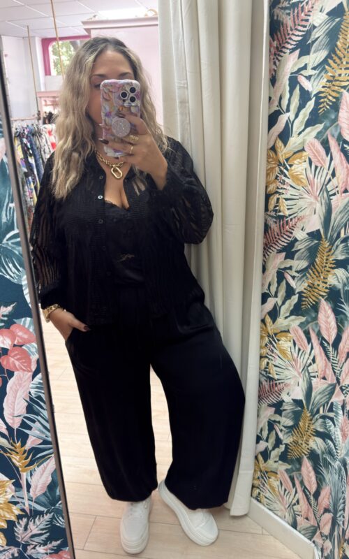 Pantalon raso negro goma