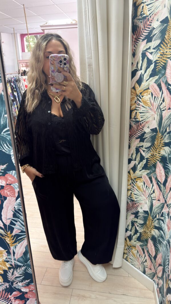 Pantalon raso negro goma