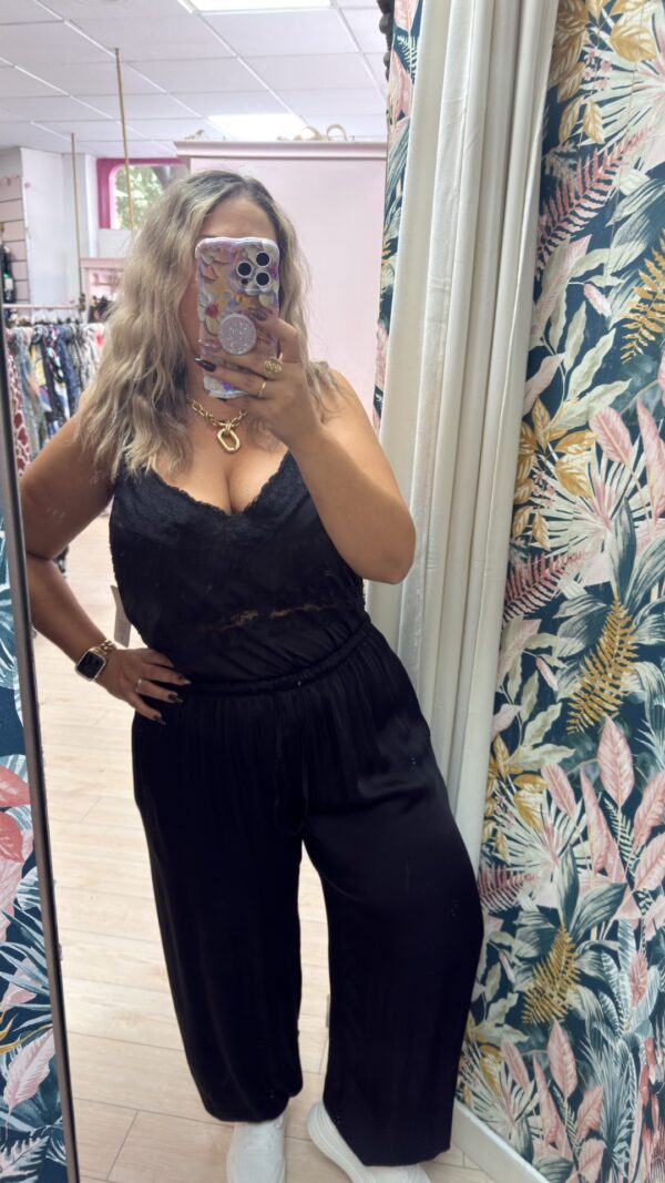 Pantalon raso negro goma - Imagen 3