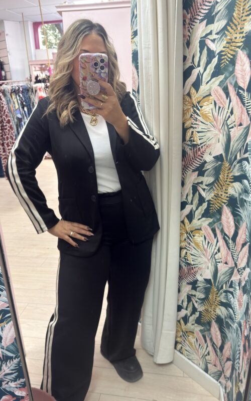 Conjunto rayas elastico negro