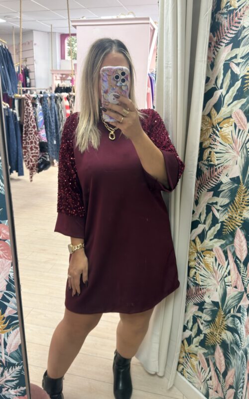 Vestido evase mangas glitter (+colores)