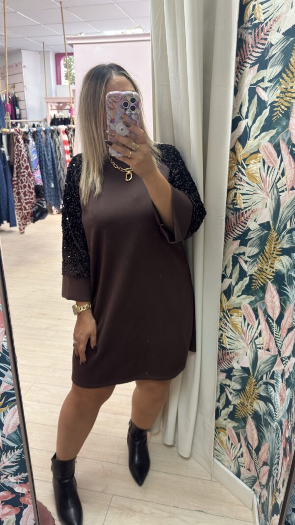 Vestido evase mangas glitter (+colores) - Imagen 2