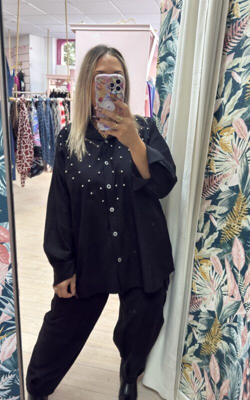 Camisa perlas elastica