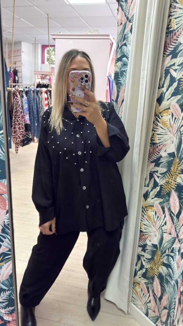 Camisa perlas elastica