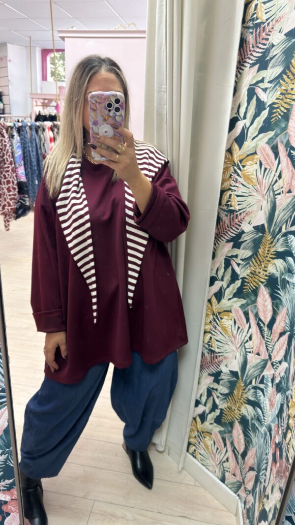 Sudadera pañoleta rayas granate - Imagen 4
