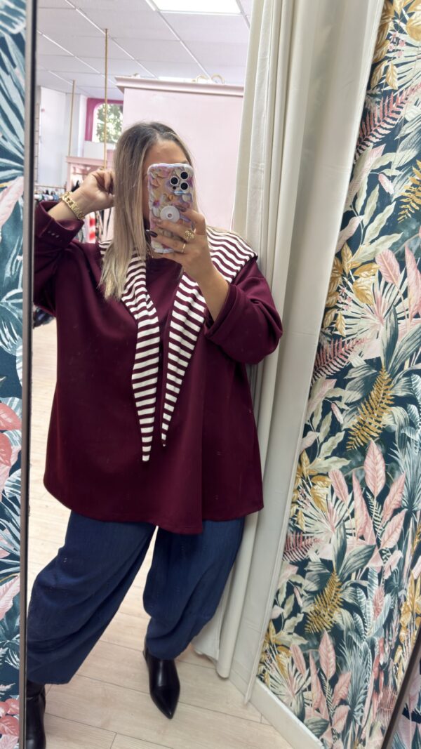 Sudadera pañoleta rayas granate - Imagen 3