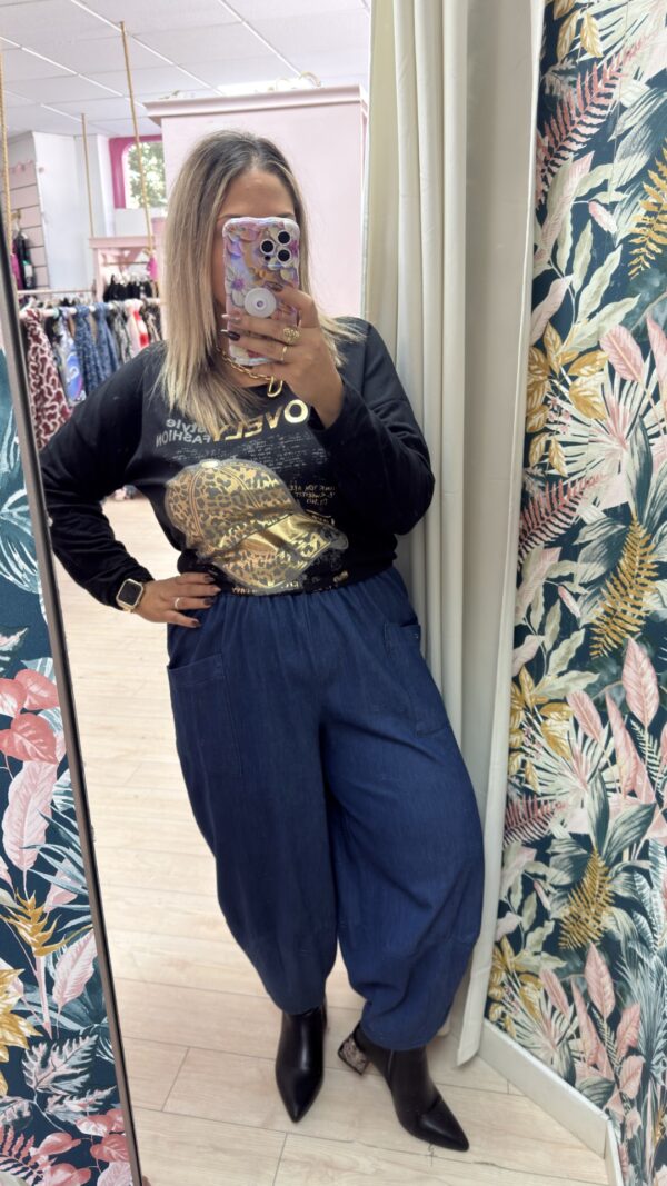 Pantalon algodon vaquero bombacho - Imagen 2