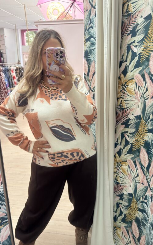 Jersey suave estampado labios