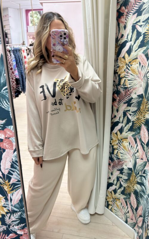 Sudadera love beige