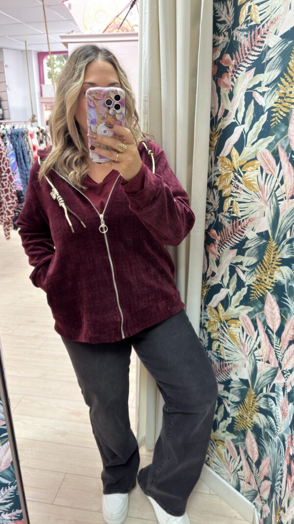 Sudadera pana trenzada granate - Imagen 4