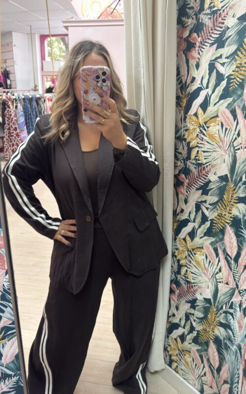 Conjunto traje grande raya marron