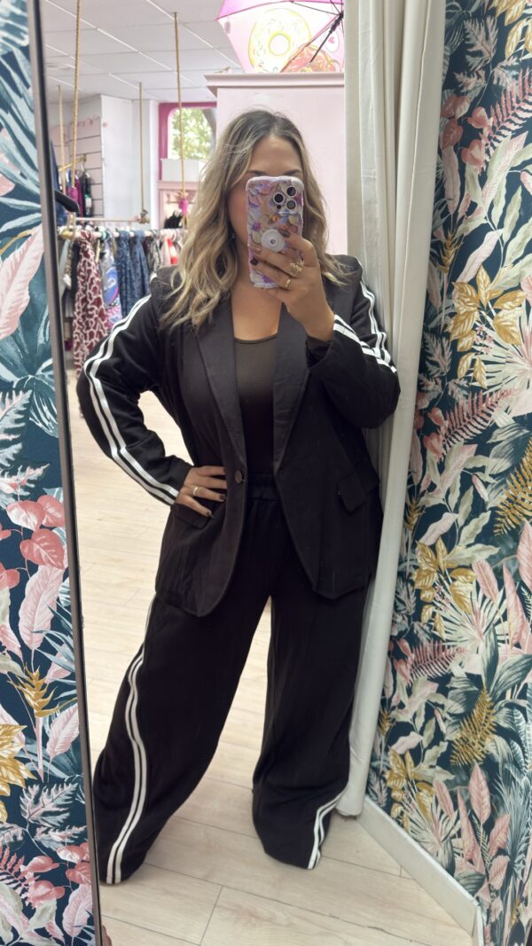 Conjunto traje grande raya marron - Imagen 4