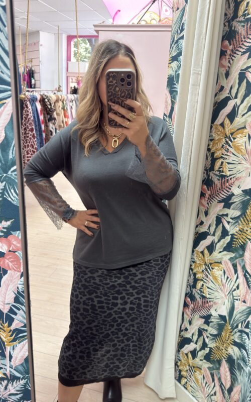 Jersey manga lencera gris