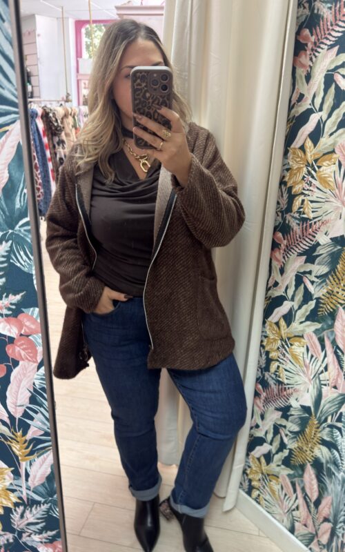 Chaqueta jaspeada capucha