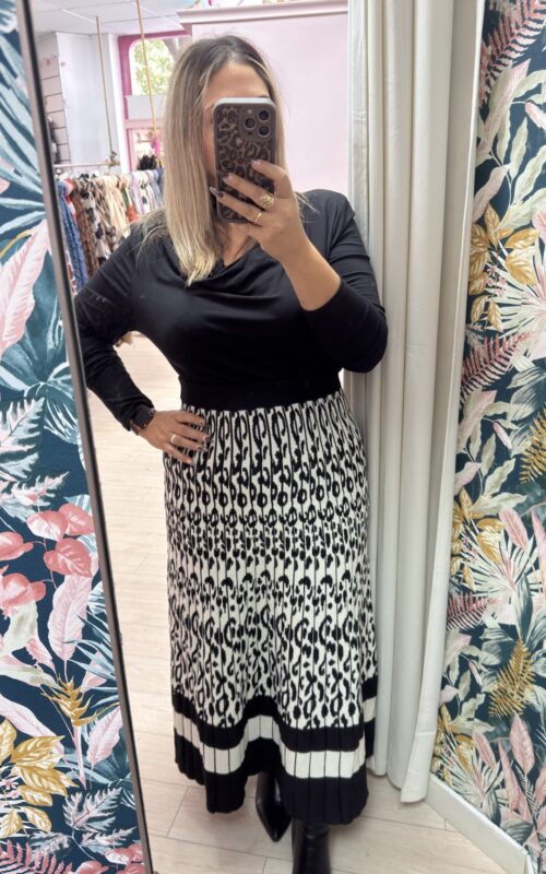 Falda lana larga estampada