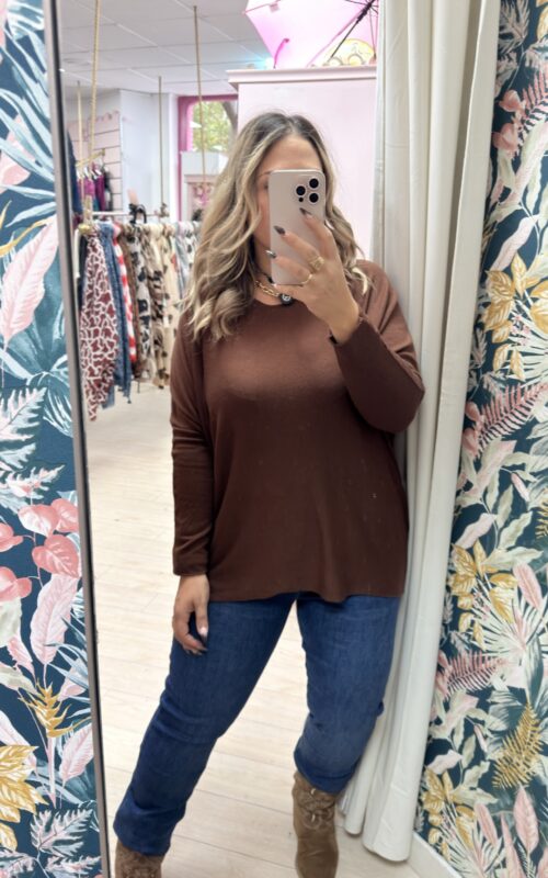 Jersey lana suave ancho marron