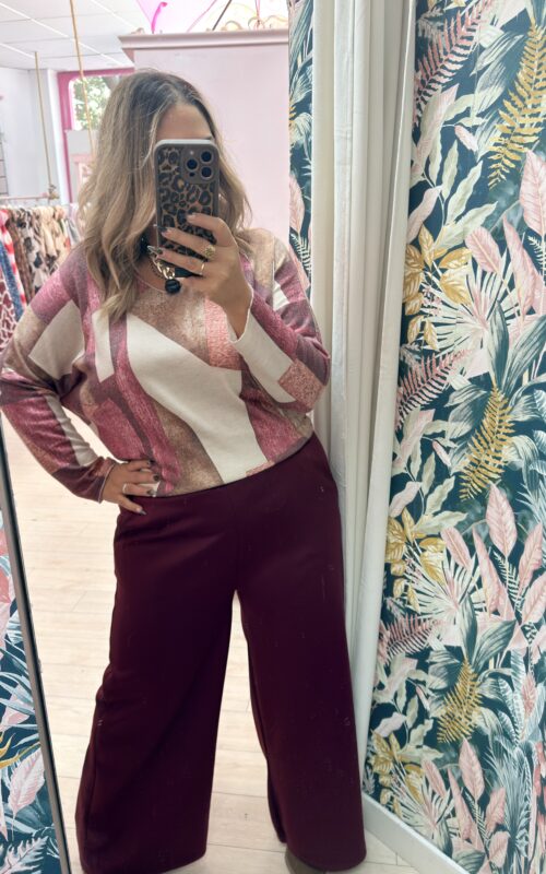 Jersey cuadrados granate