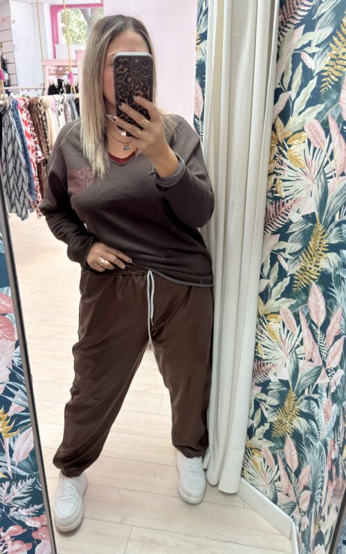 Pantalon polipiel baggie marron