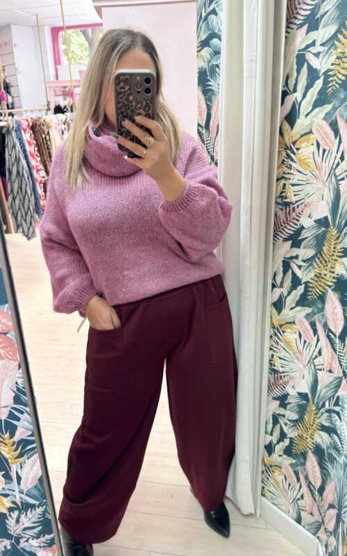 Pantalon bolsillos bombacho granate