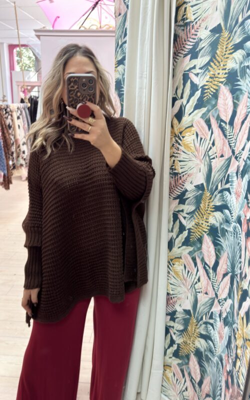 Maxi poncho marron