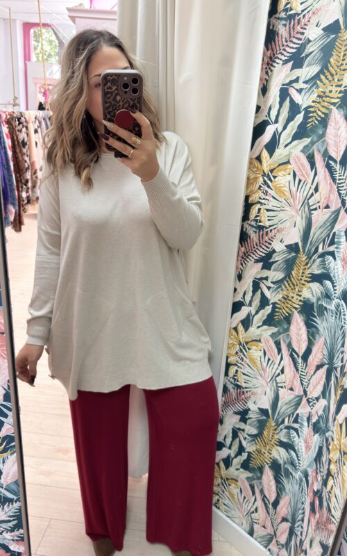 Jersey botones beige