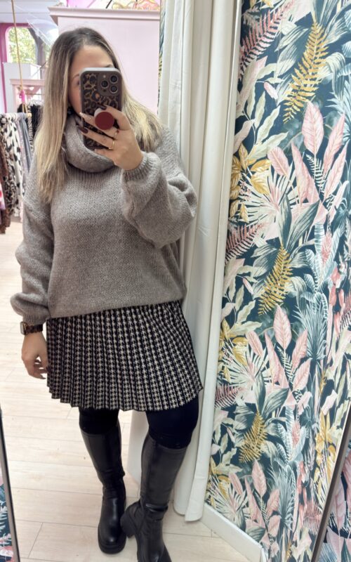 Falda pata de gallo marron