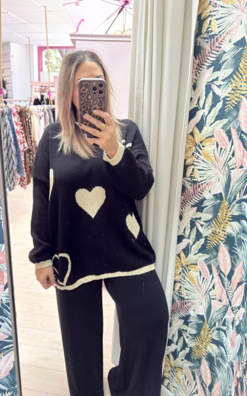 Jersey corazones negro