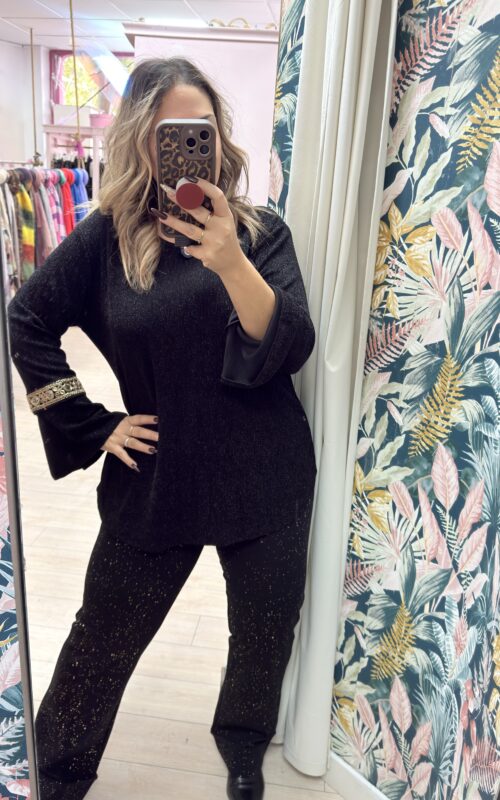 Pantalon campana glitter